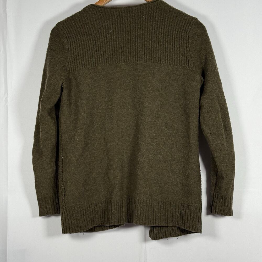 Madewell Merino Wool Rib Knit Cardigan Sweater Olive Green Button Front S - Picture 6 of 7